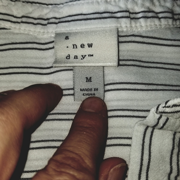 A New Day Half Button Pin Striped Blouse - Picture 3 of 4